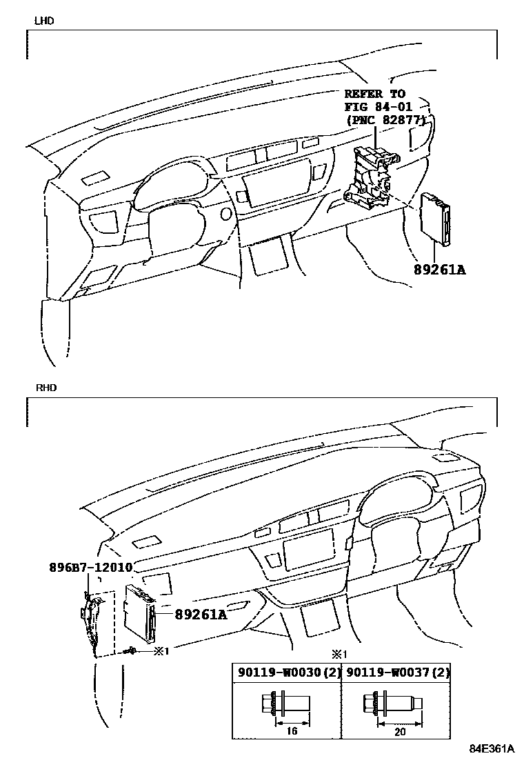 Toyota COROLLA 电子控制系统 EPC diagram — 84E361A