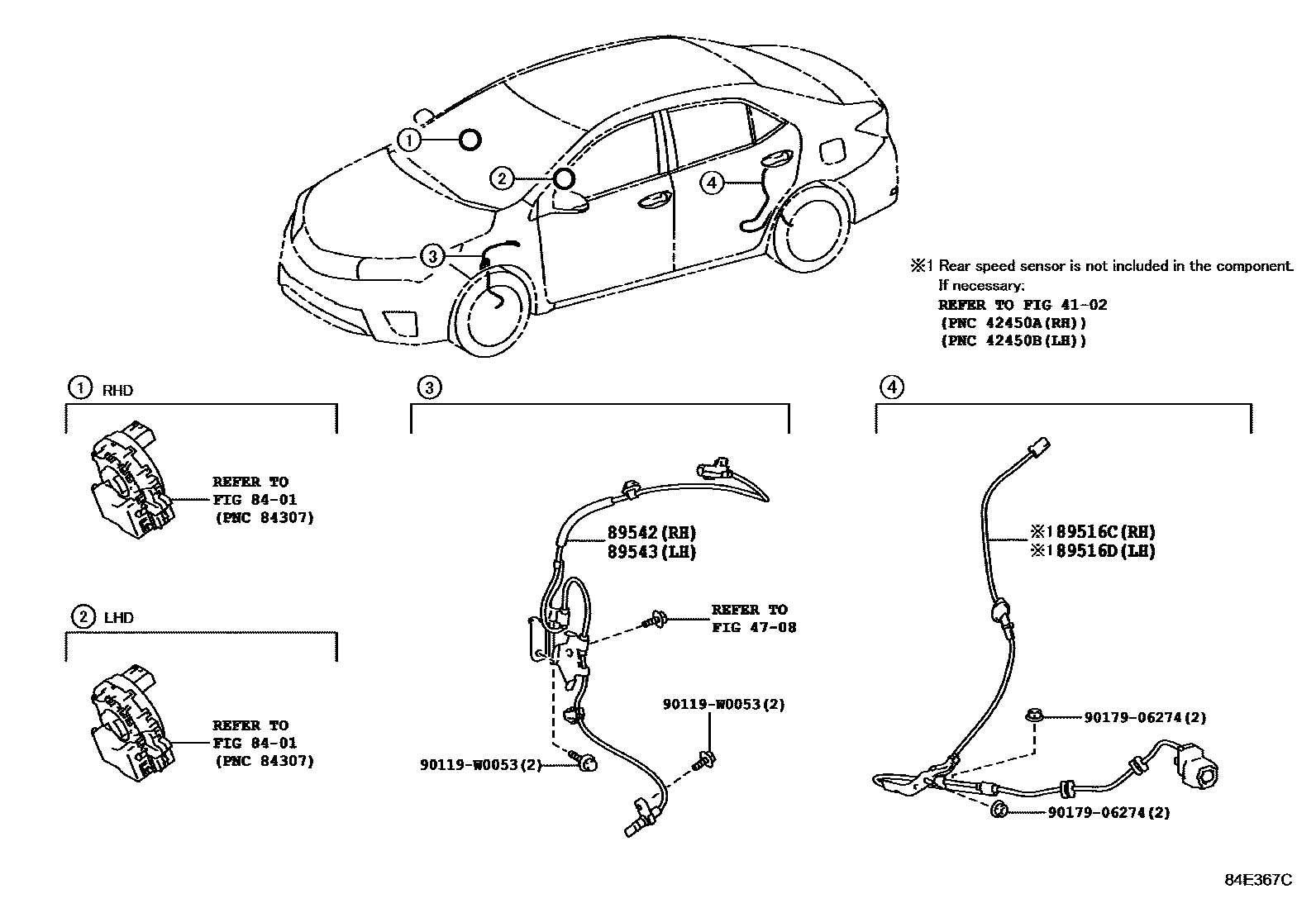 Toyota COROLLA ABS 和 VSC EPC diagram — 84E367C