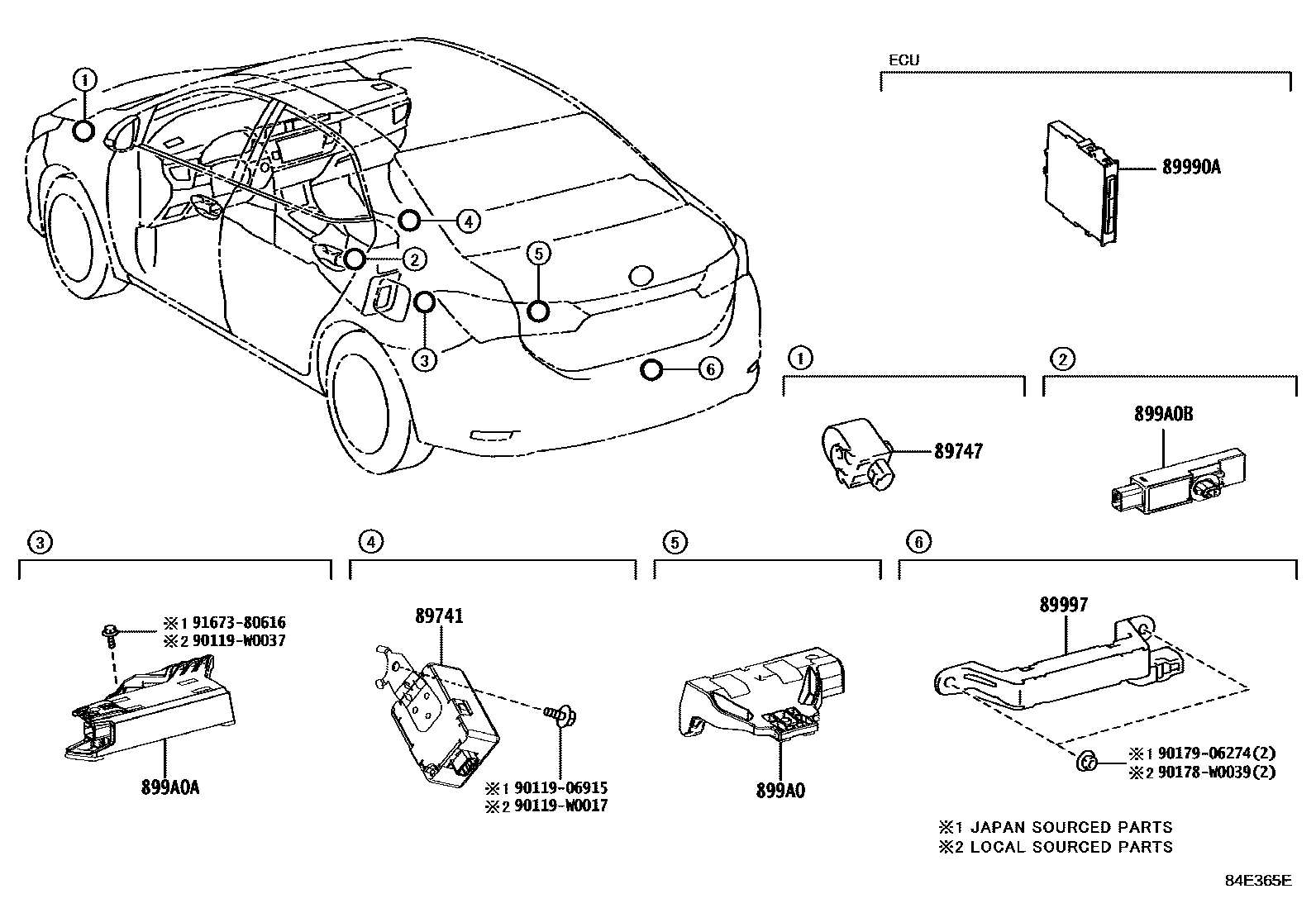 Toyota COROLLA 遥控门锁 EPC diagram — 84E365E