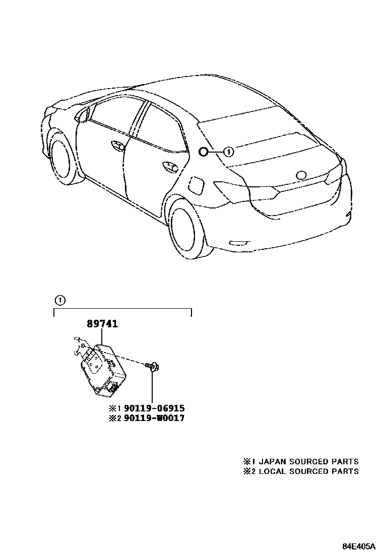 Toyota COROLLA 遥控门锁 EPC diagram — 84E405A