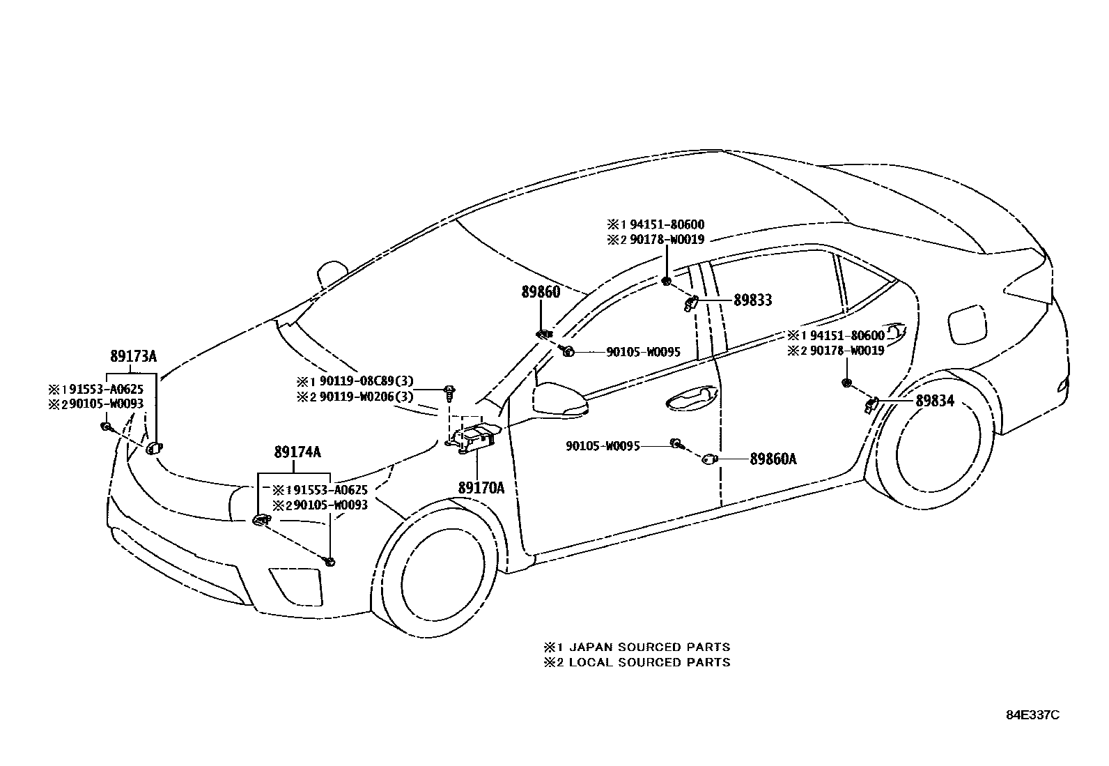 Toyota COROLLA 空气囊 EPC diagram — 84E337C