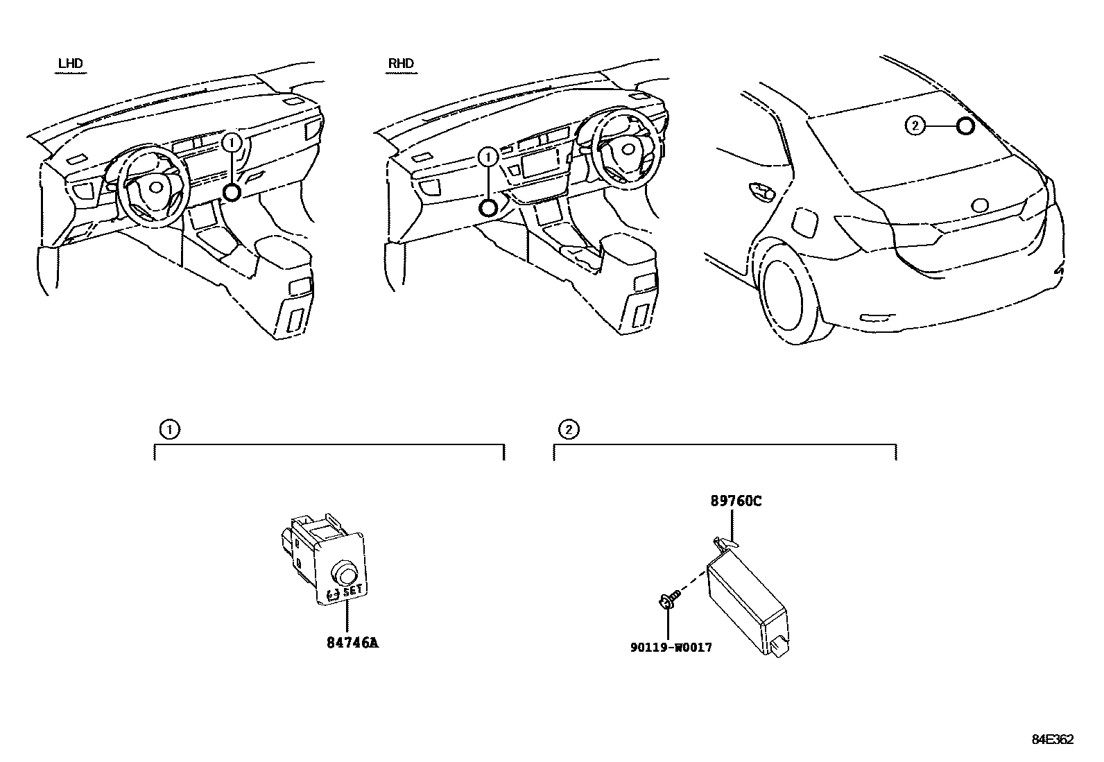 Toyota COROLLA 轮胎压力警告系统 EPC diagram — 84E362