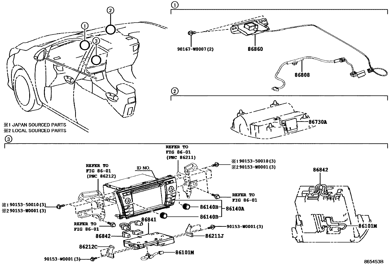 Toyota COROLLA 导航和前监视器显示屏 EPC diagram — 865453B