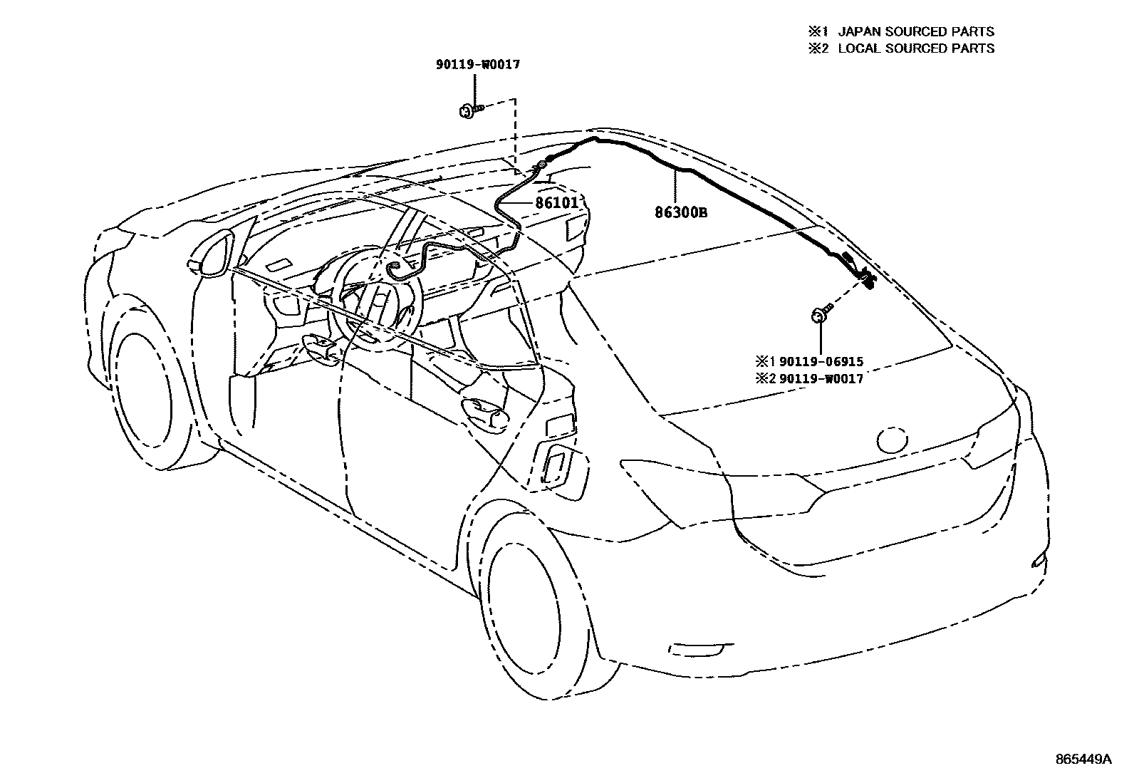 Toyota COROLLA antenna EPC diagram — 865449A