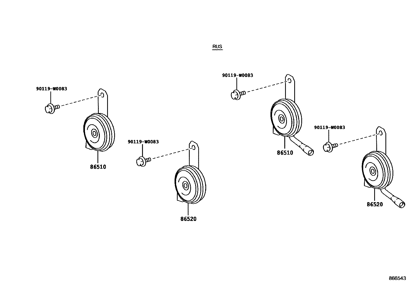 Toyota COROLLA 喇叭 EPC diagram — 866543