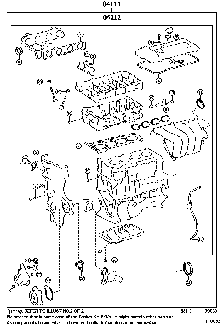 Toyota COROLLA Engine Overhaul Gasket Kit EPC diagram — 11C682