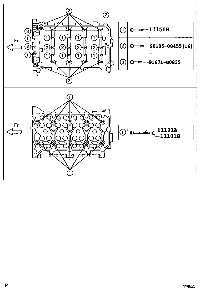 Toyota COROLLA Cylinder Head EPC diagram — 114625