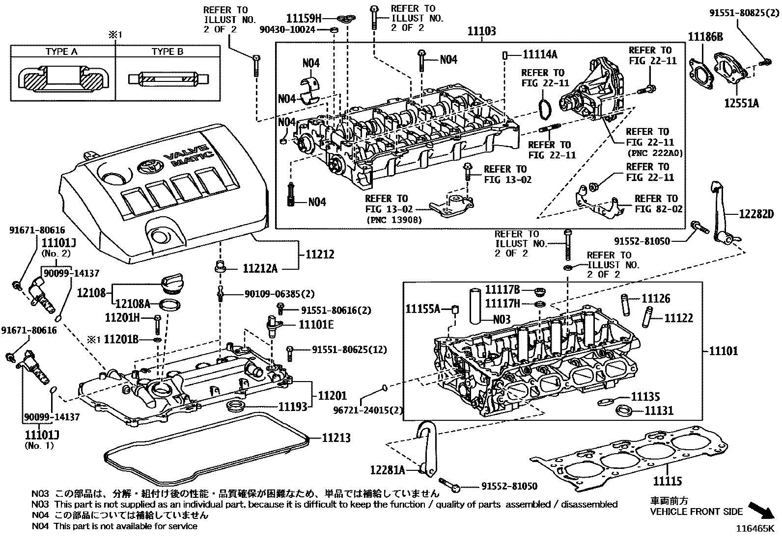Toyota COROLLA Cylinder Head EPC diagram — 116465K