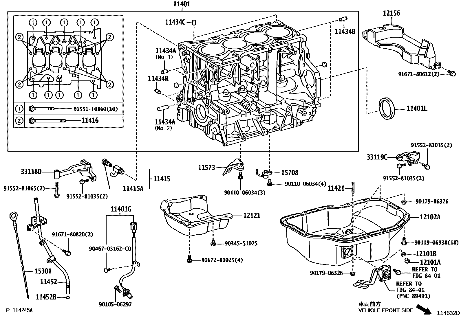 Toyota COROLLA Cylinder Block EPC diagram — 114632D