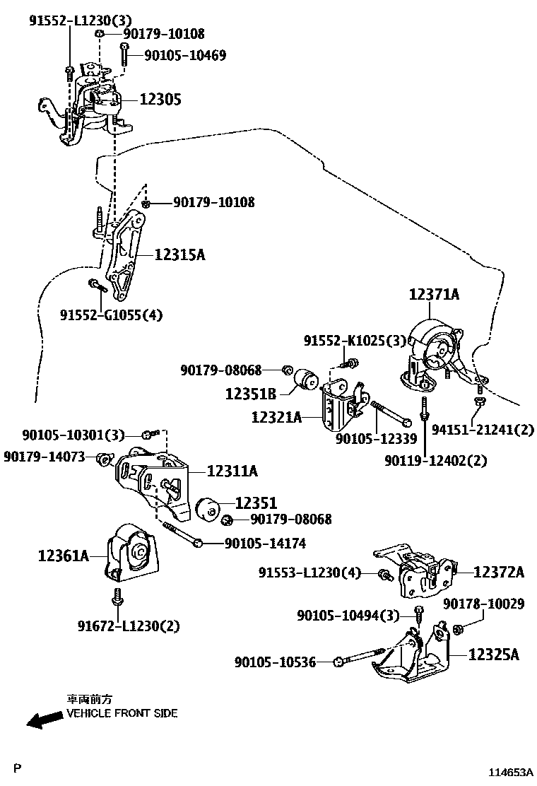 Toyota COROLLA Engine Mounting EPC diagram — 114653A