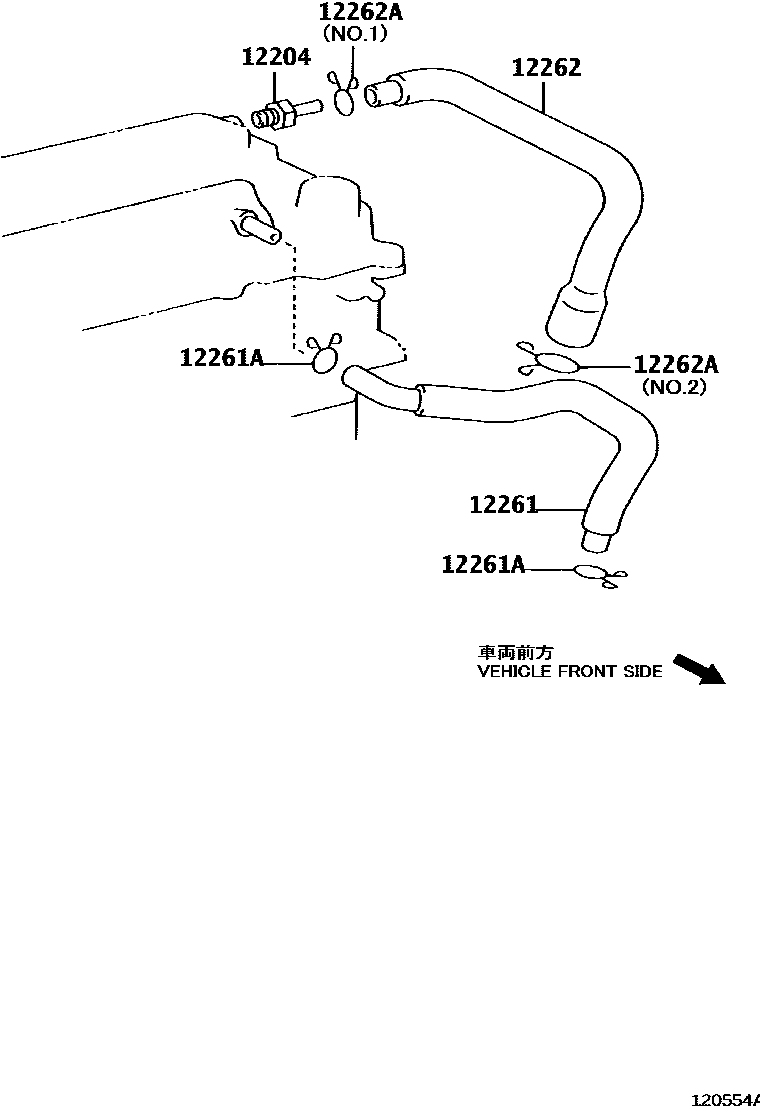 Toyota COROLLA Ventilation Hose EPC diagram — 120554A