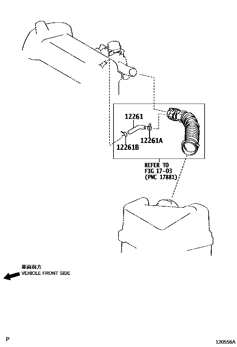 Toyota COROLLA Ventilation Hose EPC diagram — 120556A
