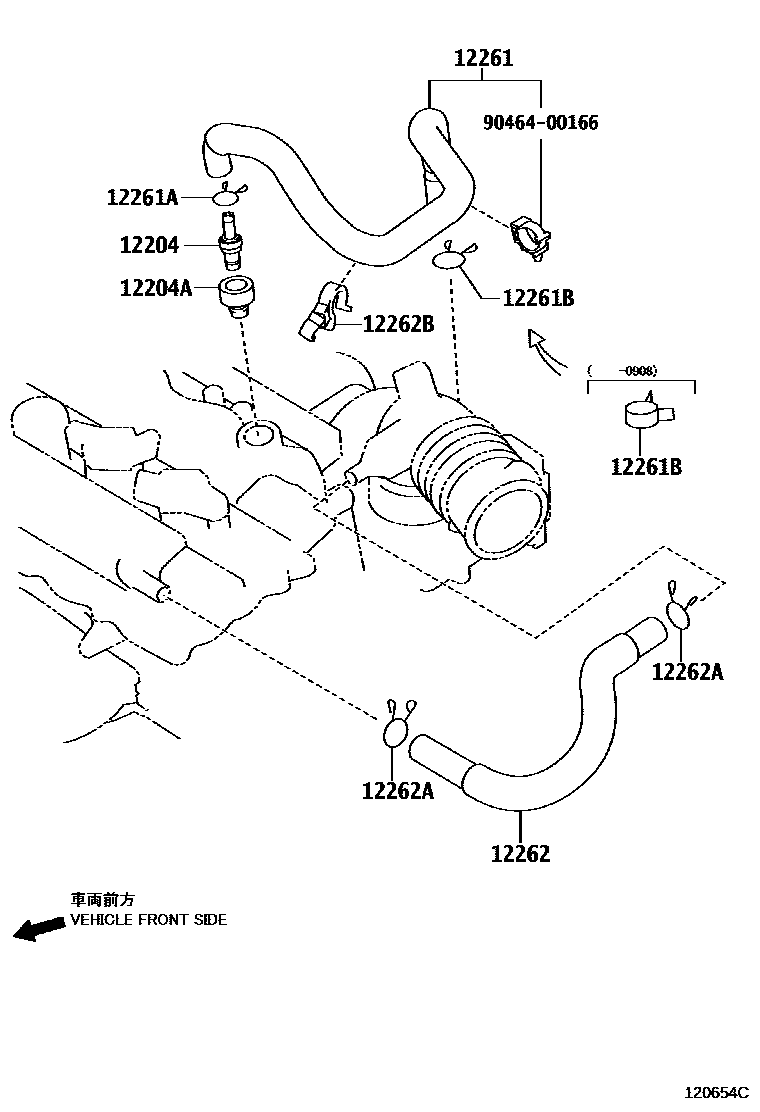 Toyota COROLLA Ventilation Hose EPC diagram — 120654C