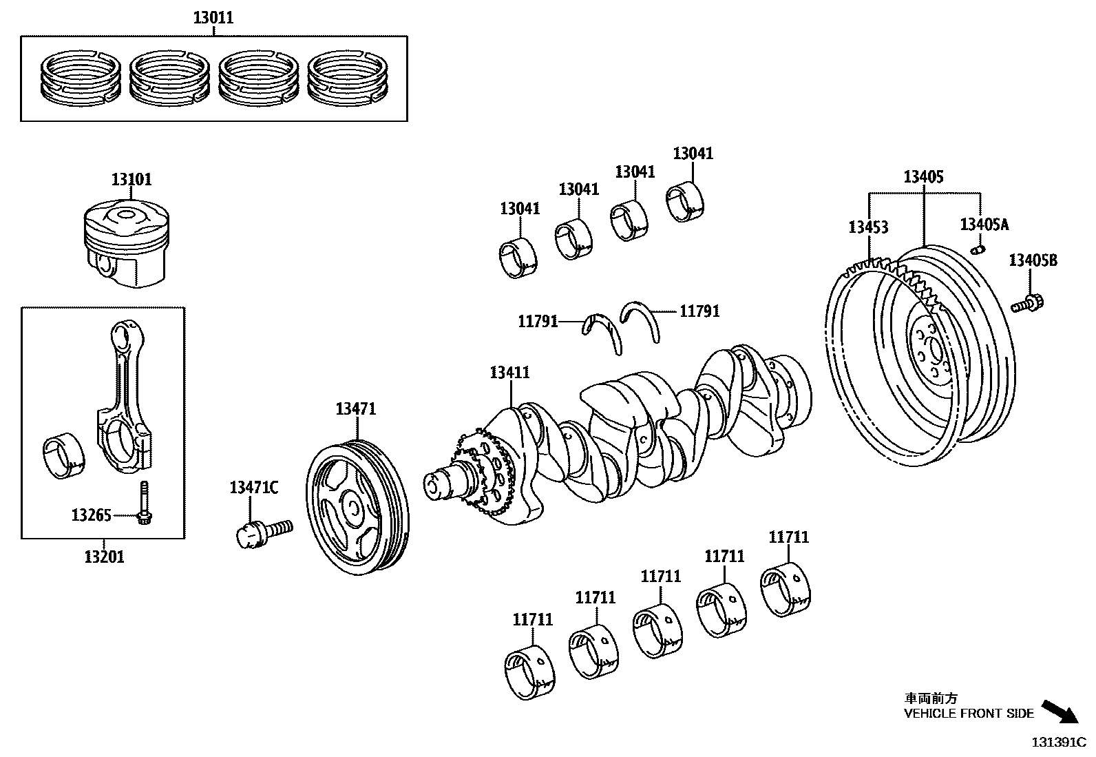 Toyota COROLLA Crankshaft & Piston EPC diagram — 131391C