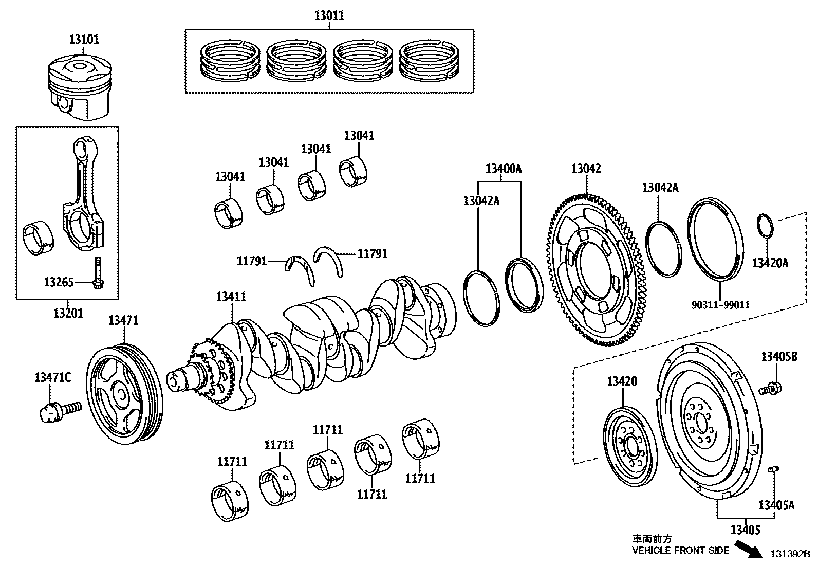 Toyota COROLLA Crankshaft & Piston EPC diagram — 131392B