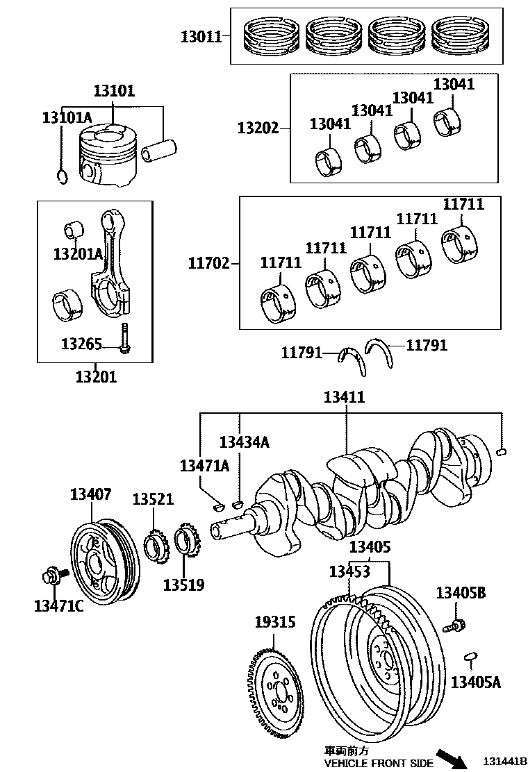 Toyota COROLLA Crankshaft & Piston EPC diagram — 131441B
