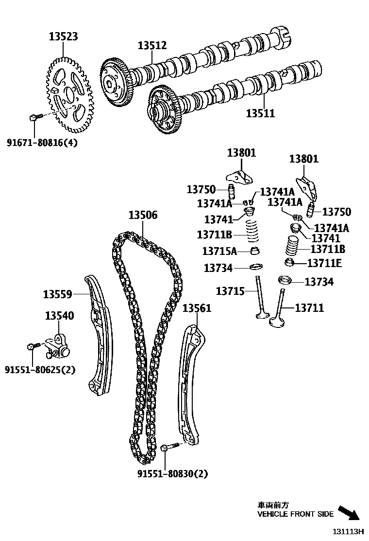Toyota COROLLA Camshaft & Valve EPC diagram — 131113H