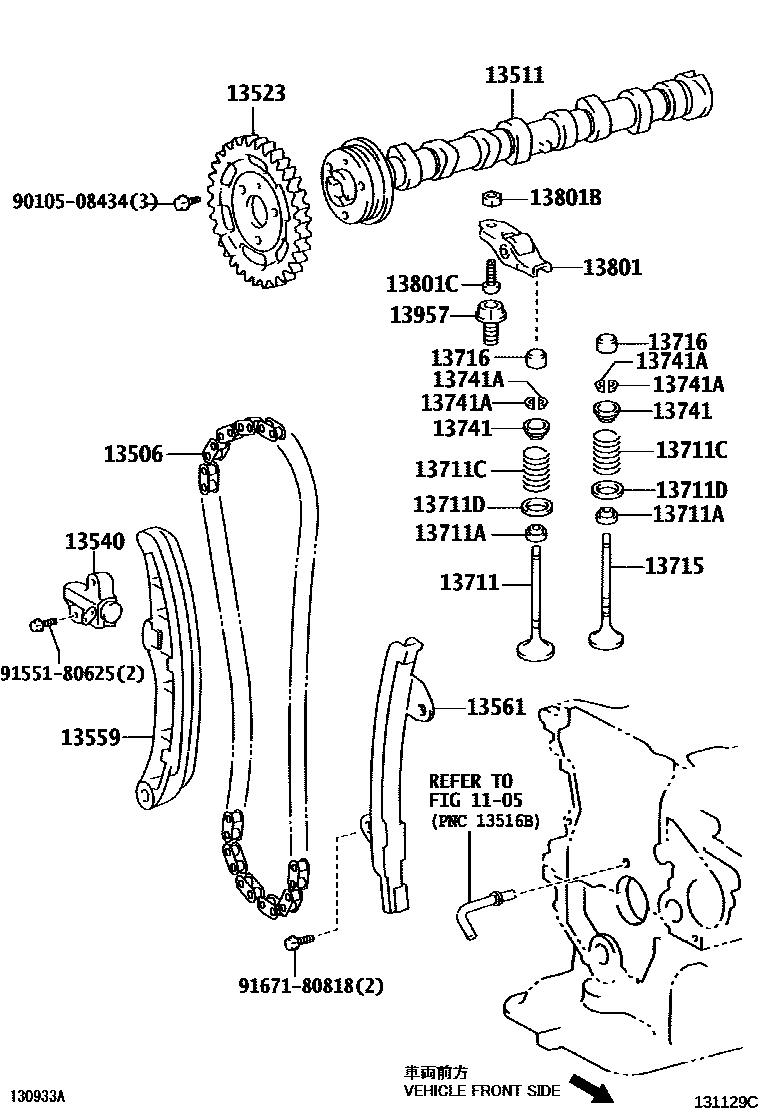 Toyota COROLLA Camshaft & Valve EPC diagram — 131129C