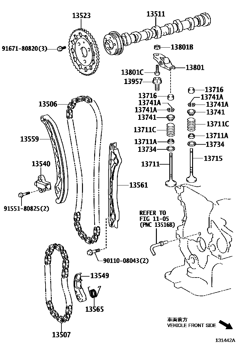 Toyota COROLLA Camshaft & Valve EPC diagram — 131442A