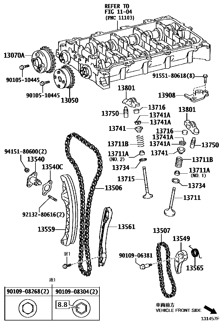 Toyota COROLLA Camshaft & Valve EPC diagram — 131457F