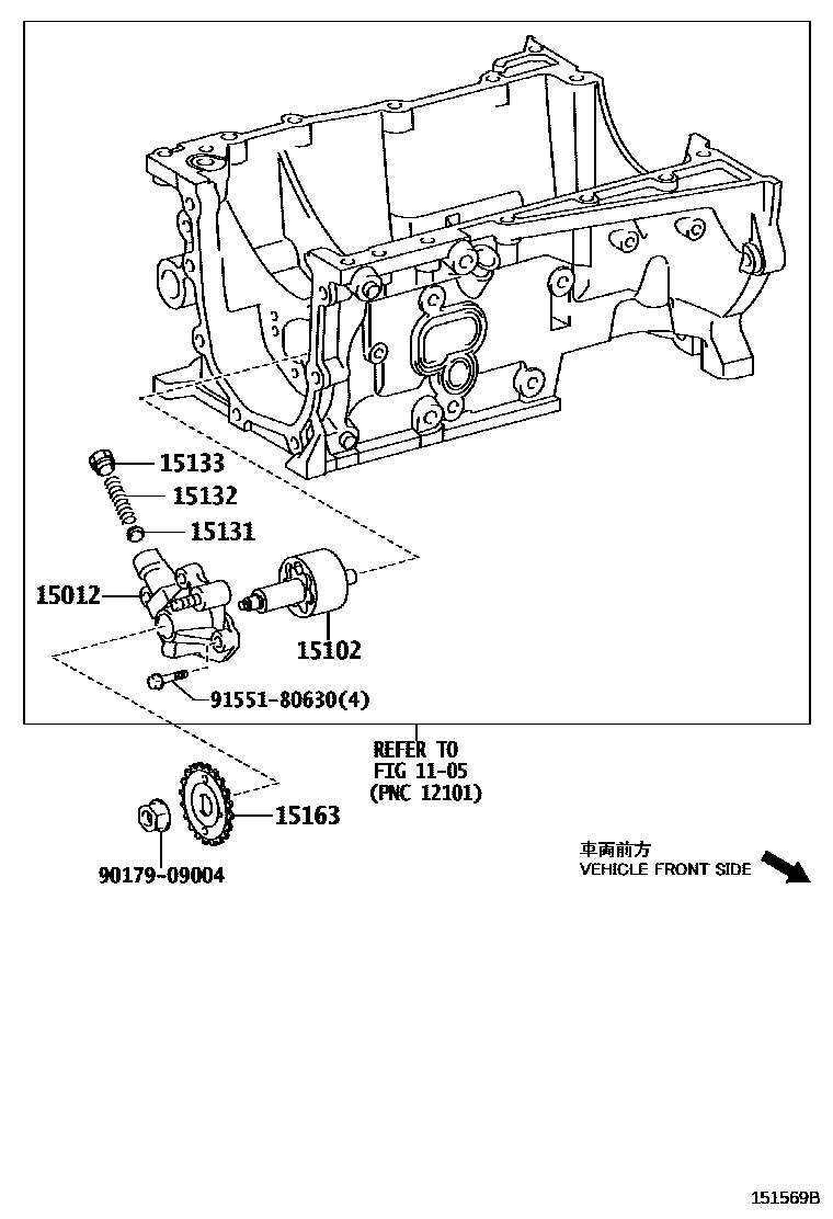 Toyota COROLLA Engine Oil Pump EPC diagram — 151569B