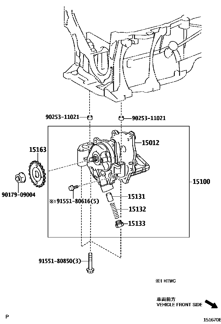 Toyota COROLLA Engine Oil Pump EPC diagram — 151670B