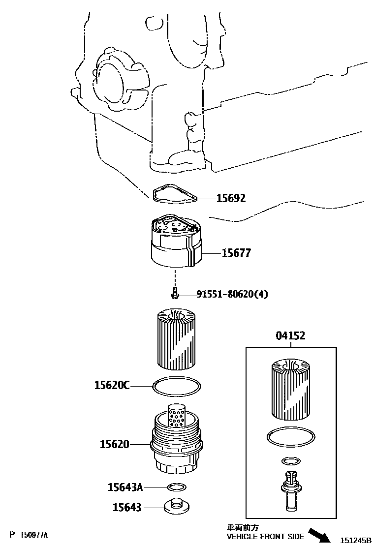 Toyota COROLLA Oil Filter EPC diagram — 151245B