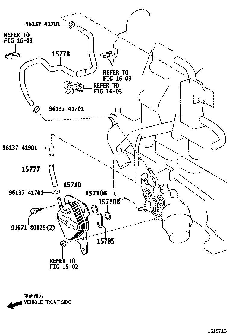 Toyota COROLLA Engine Oil Cooler EPC diagram — 151571B