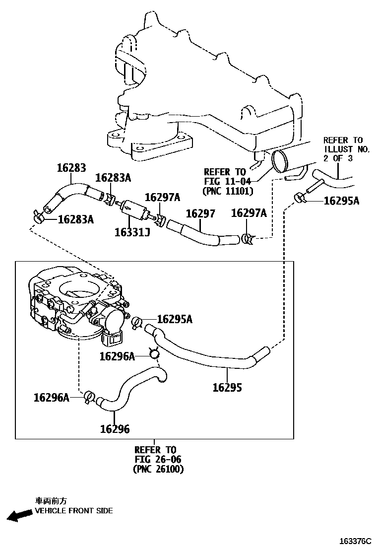 Toyota COROLLA RADIATOR & WATER OUTLET EPC diagram — 163376C