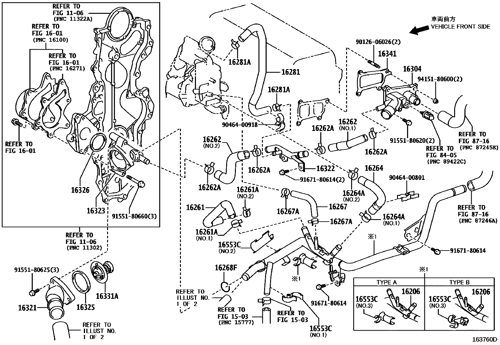 Toyota COROLLA RADIATOR & WATER OUTLET EPC diagram — 163760D