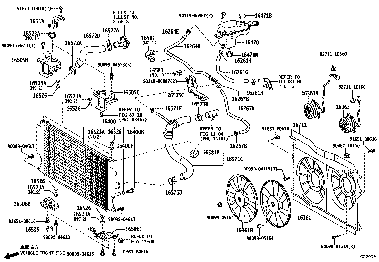 Toyota COROLLA RADIATOR & WATER OUTLET EPC diagram — 163795A