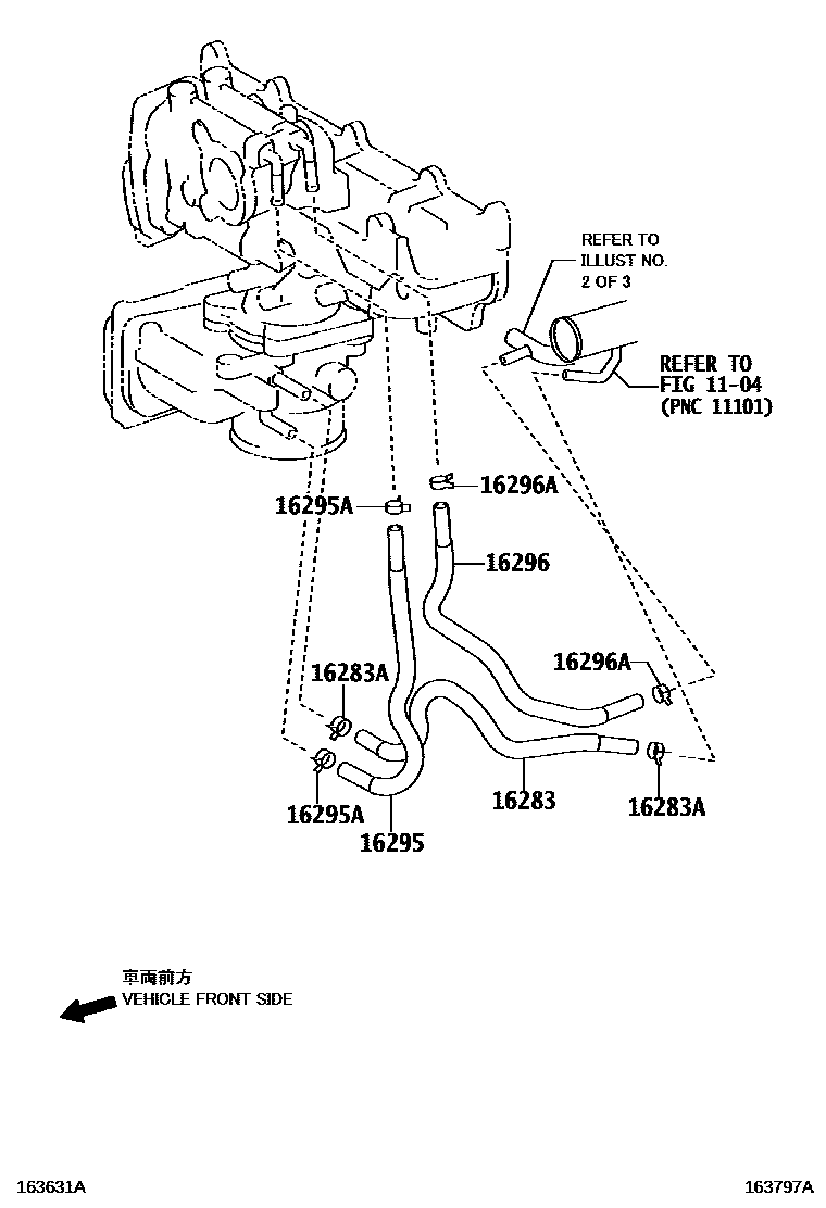 Toyota COROLLA RADIATOR & WATER OUTLET EPC diagram — 163797A