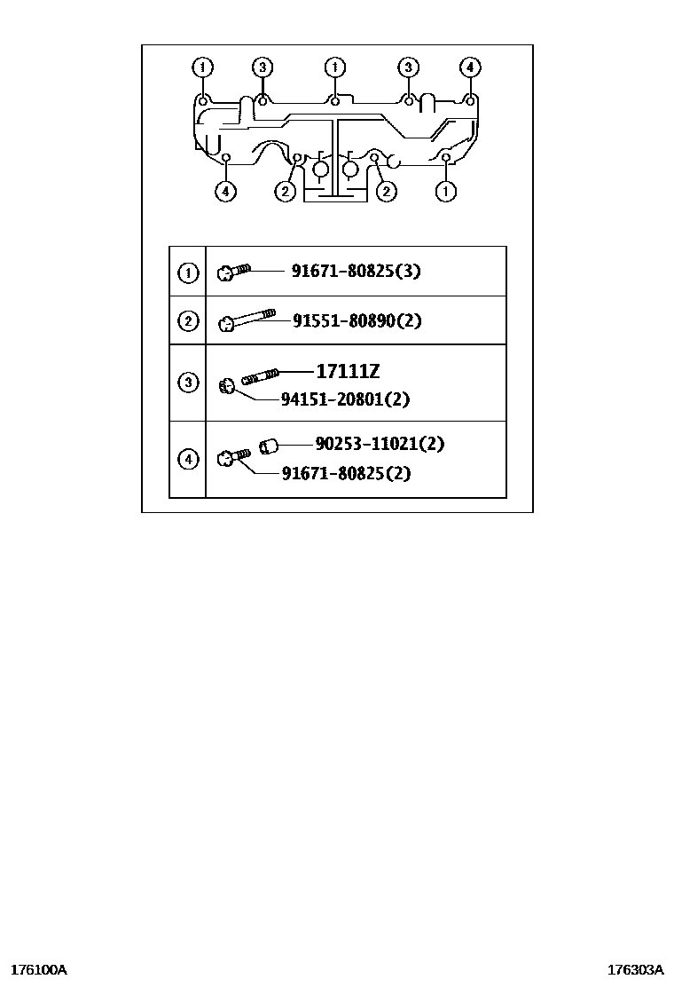 Toyota COROLLA Manifold EPC diagram — 176303A