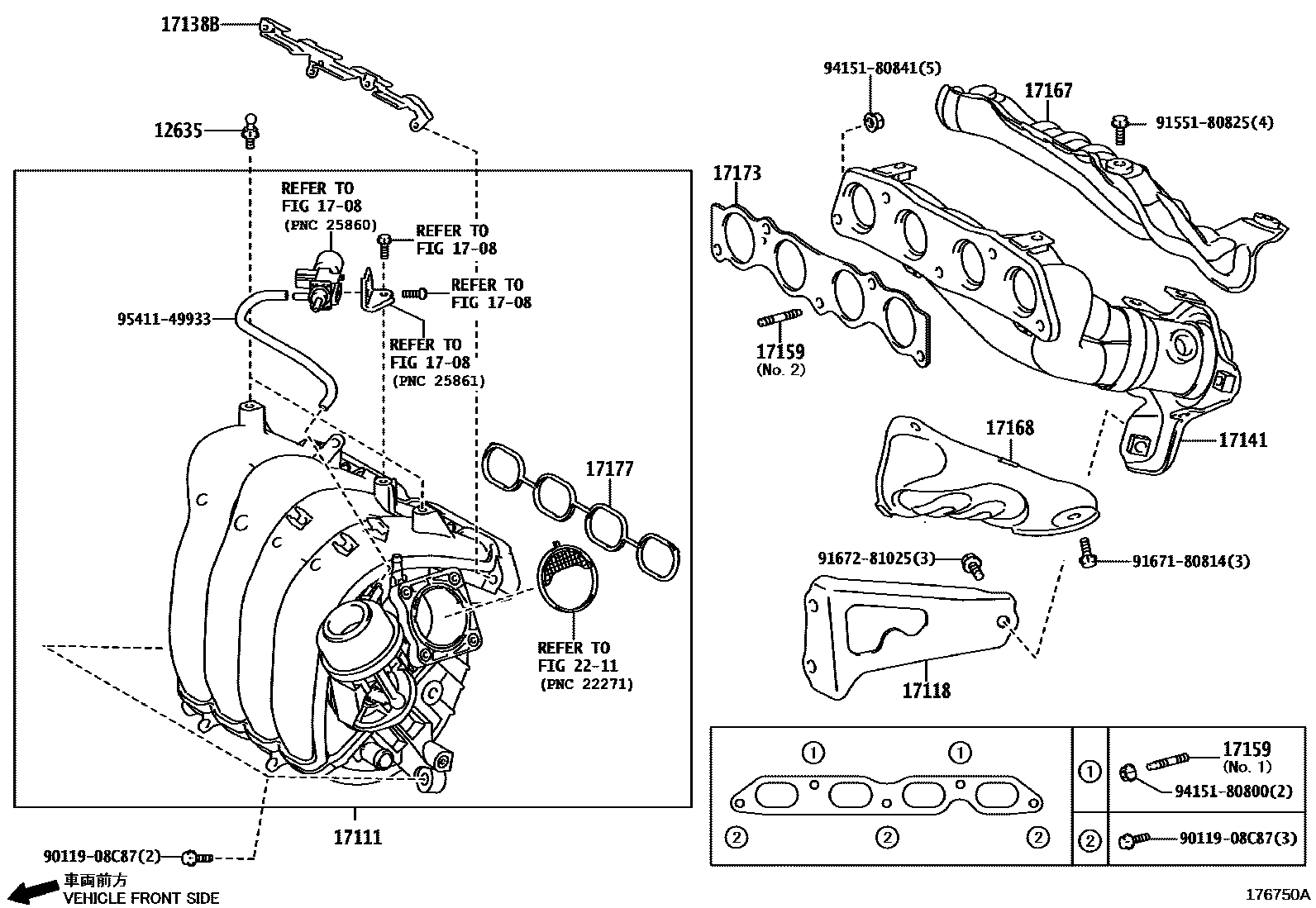 Toyota COROLLA Manifold EPC diagram — 176750A