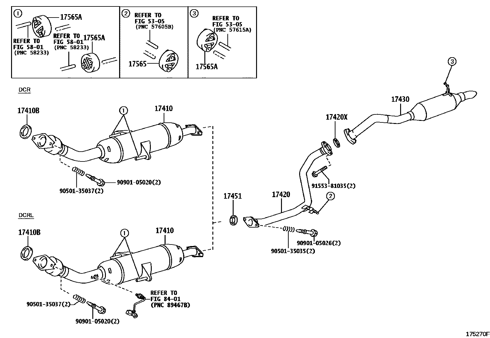 Toyota COROLLA Exhaust Pipe EPC diagram — 175270F