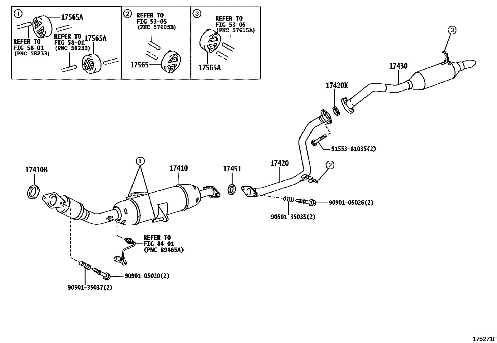 Toyota COROLLA Exhaust Pipe EPC diagram — 175271F