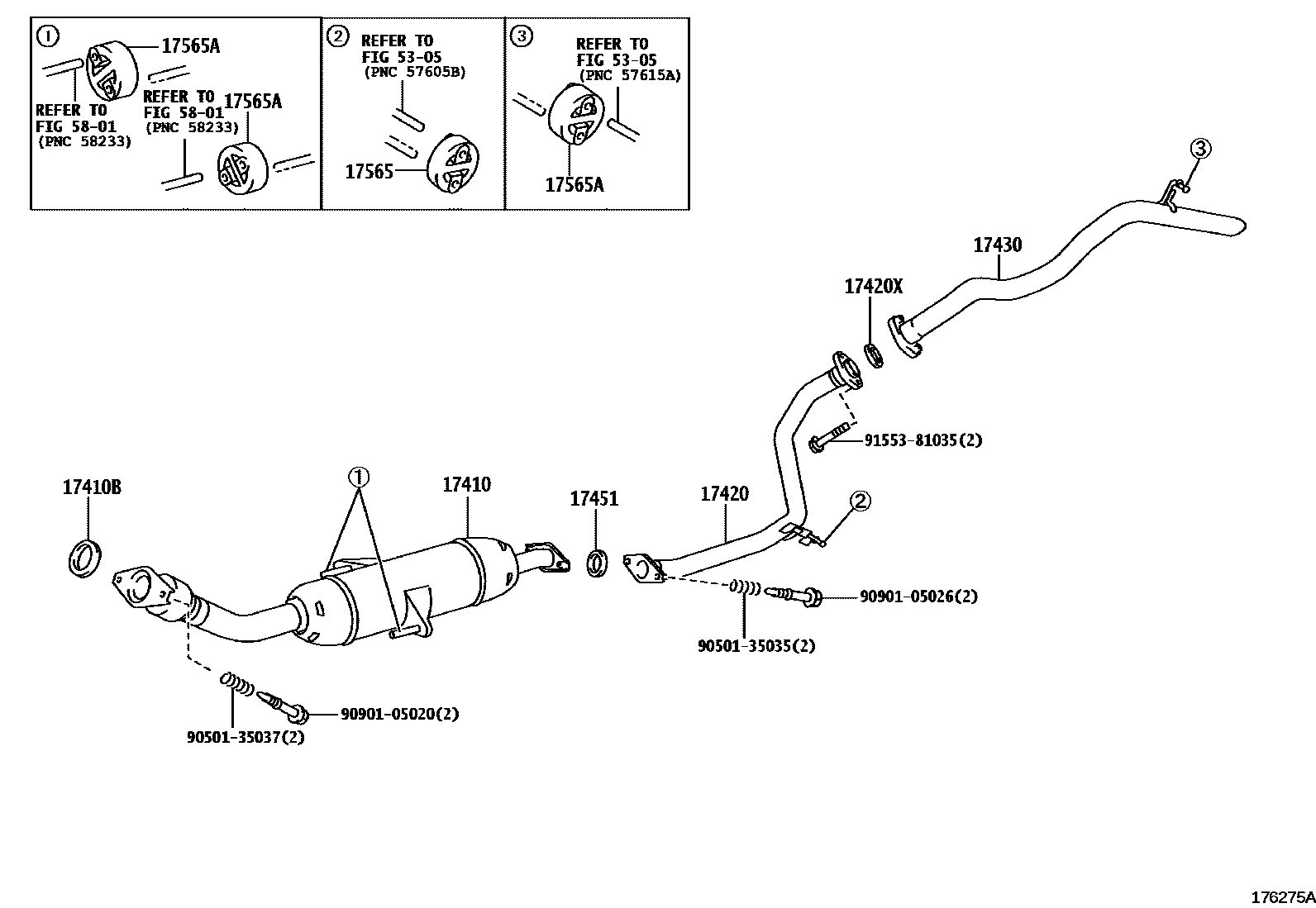 Toyota COROLLA Exhaust Pipe EPC diagram — 176275A