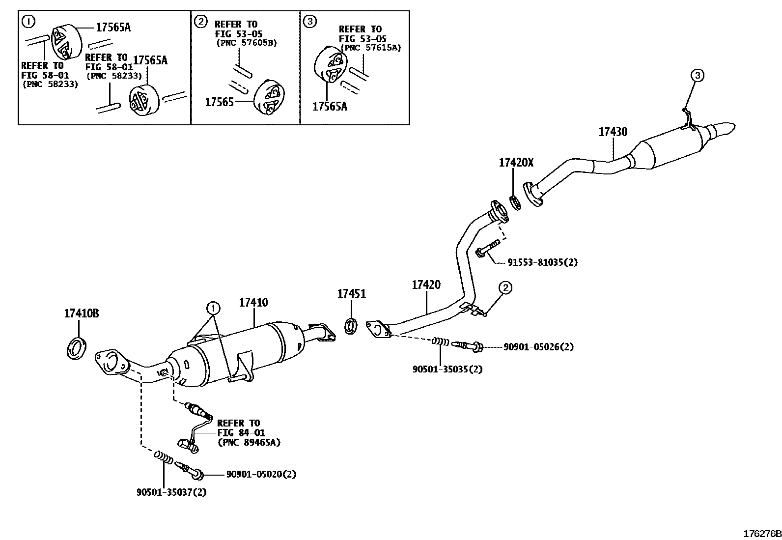 Toyota COROLLA Exhaust Pipe EPC diagram — 176276B