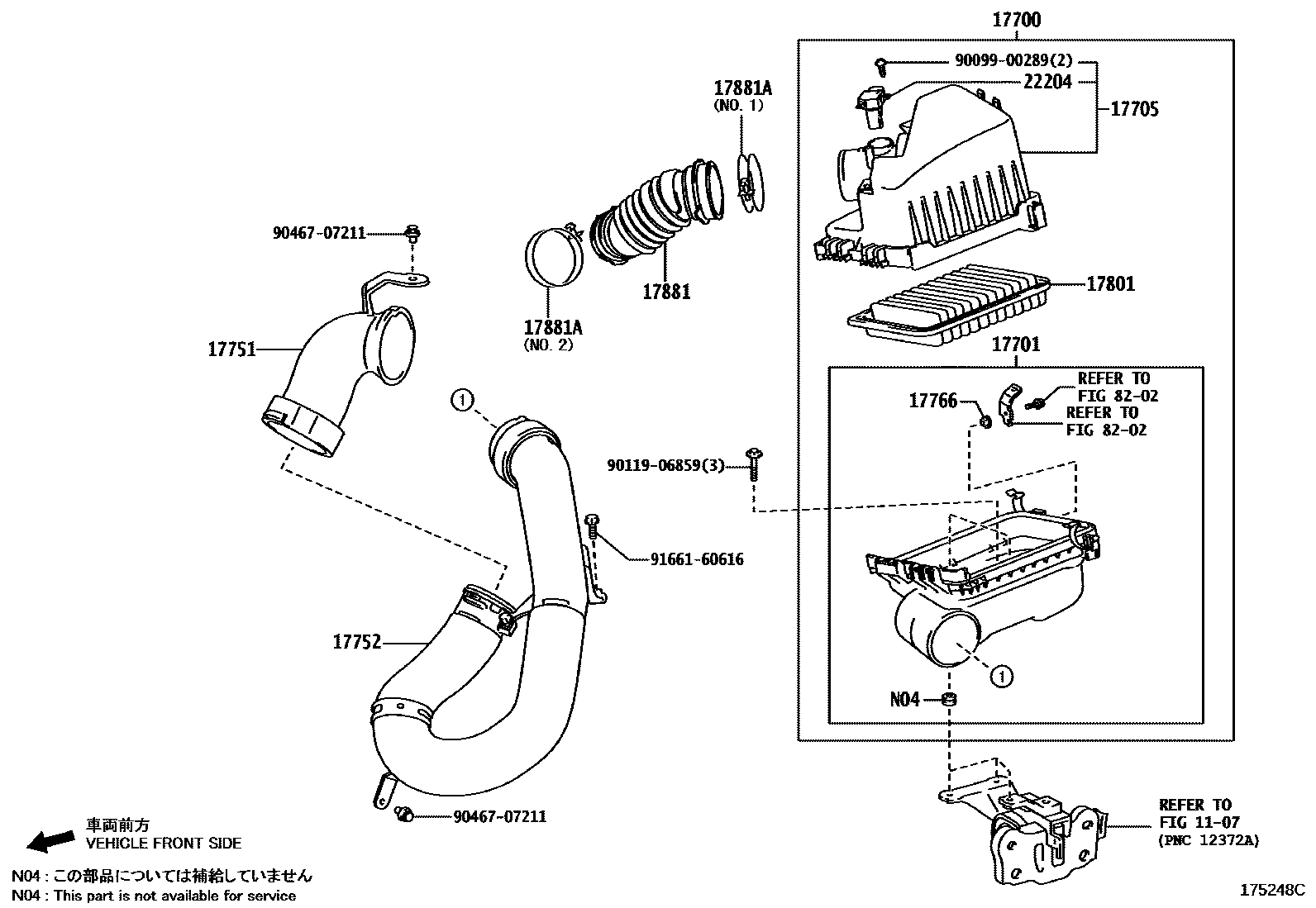 Toyota COROLLA Air Cleaner EPC diagram — 175248C