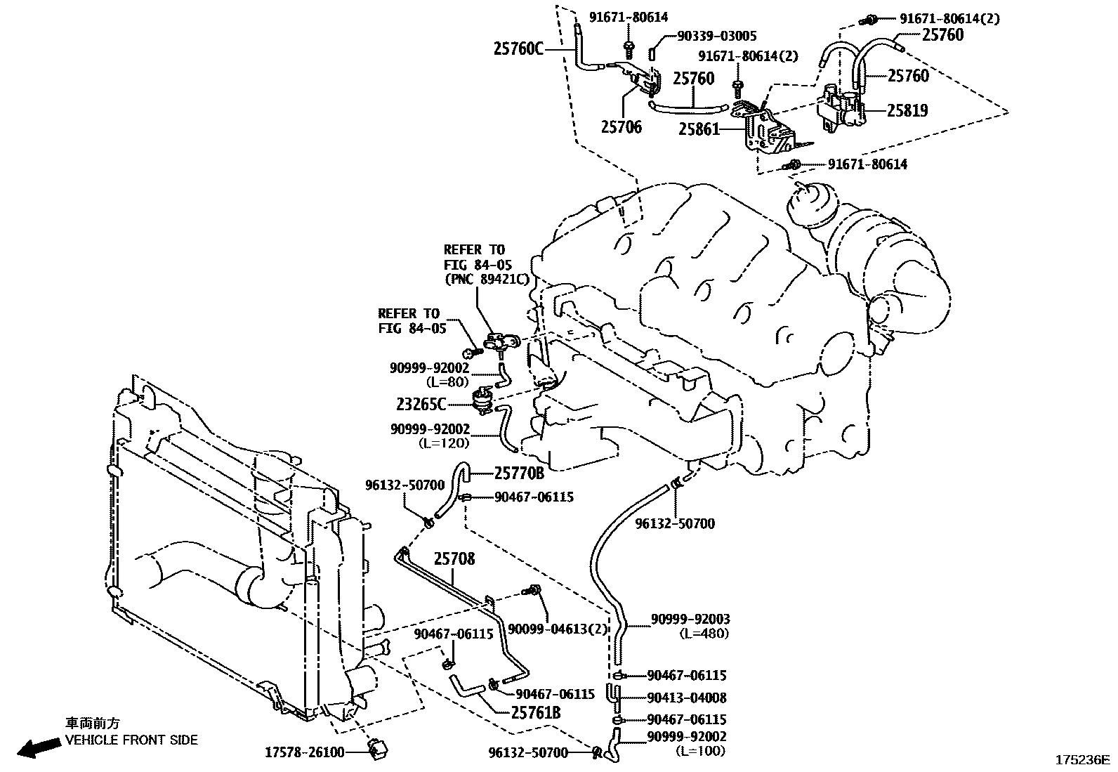 Toyota COROLLA vacuum tube EPC diagram — 175236E