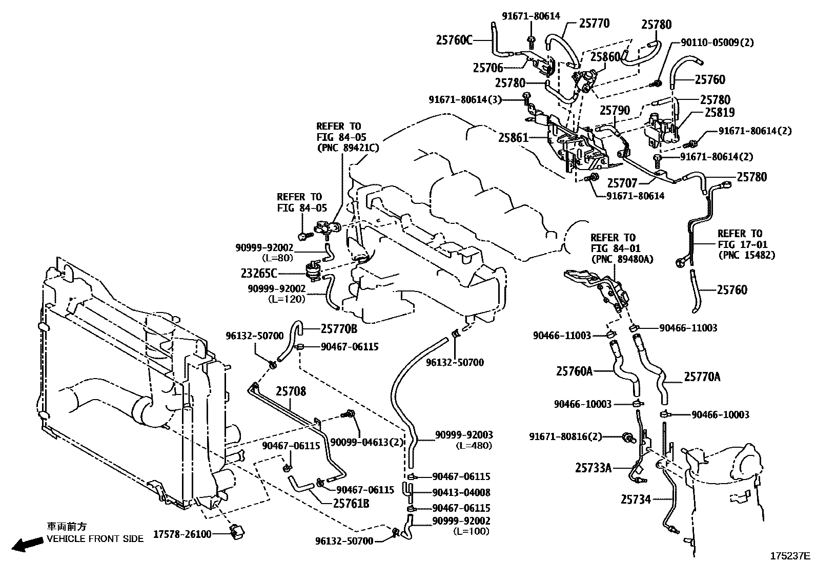 Toyota COROLLA vacuum tube EPC diagram — 175237E