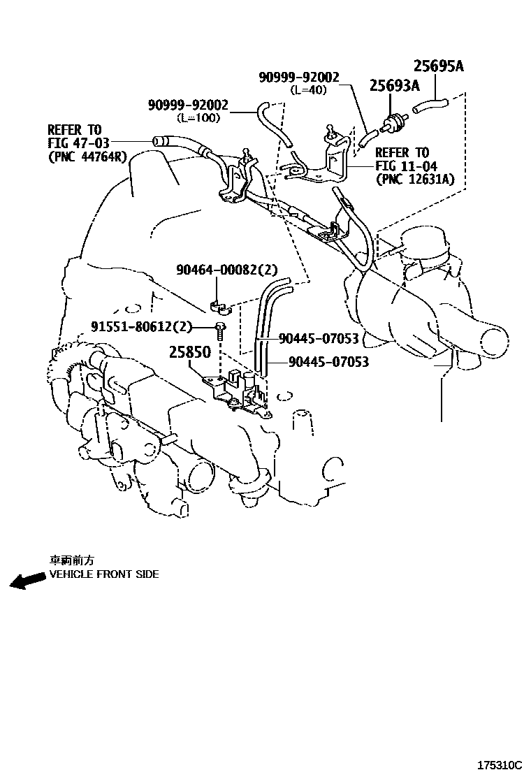 Toyota COROLLA vacuum tube EPC diagram — 175310C
