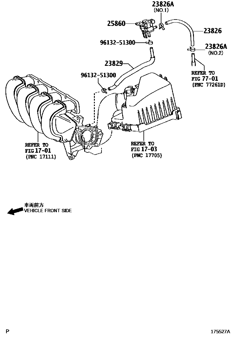 Toyota COROLLA vacuum tube EPC diagram — 175527A