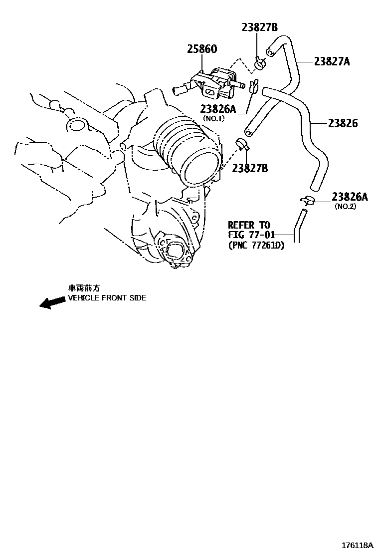 Toyota COROLLA vacuum tube EPC diagram — 176118A