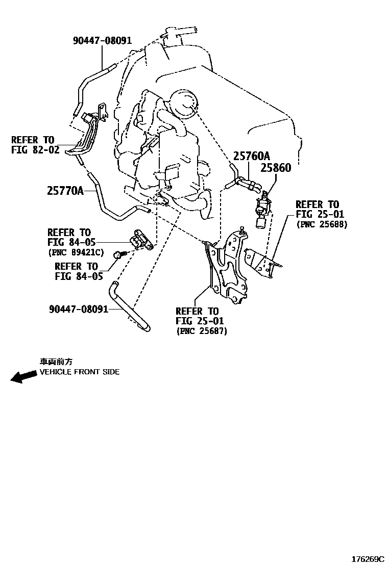 Toyota COROLLA vacuum tube EPC diagram — 176269C