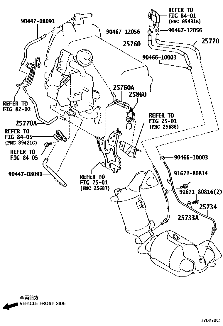 Toyota COROLLA vacuum tube EPC diagram — 176270C