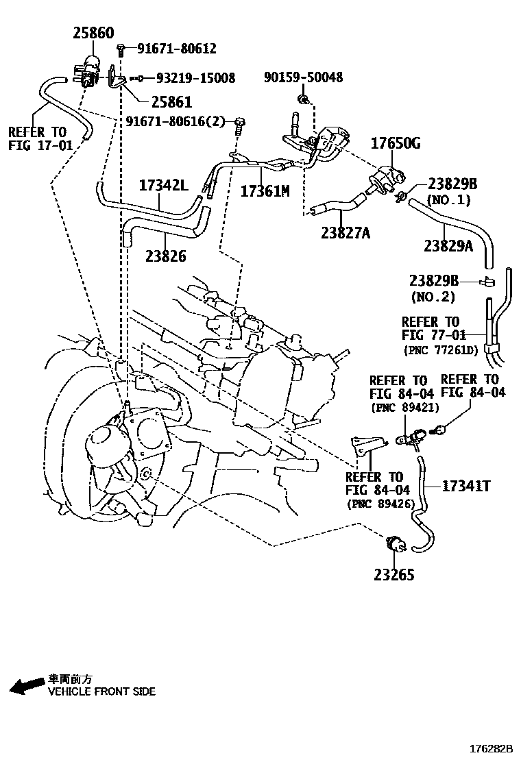 Toyota COROLLA vacuum tube EPC diagram — 176282B