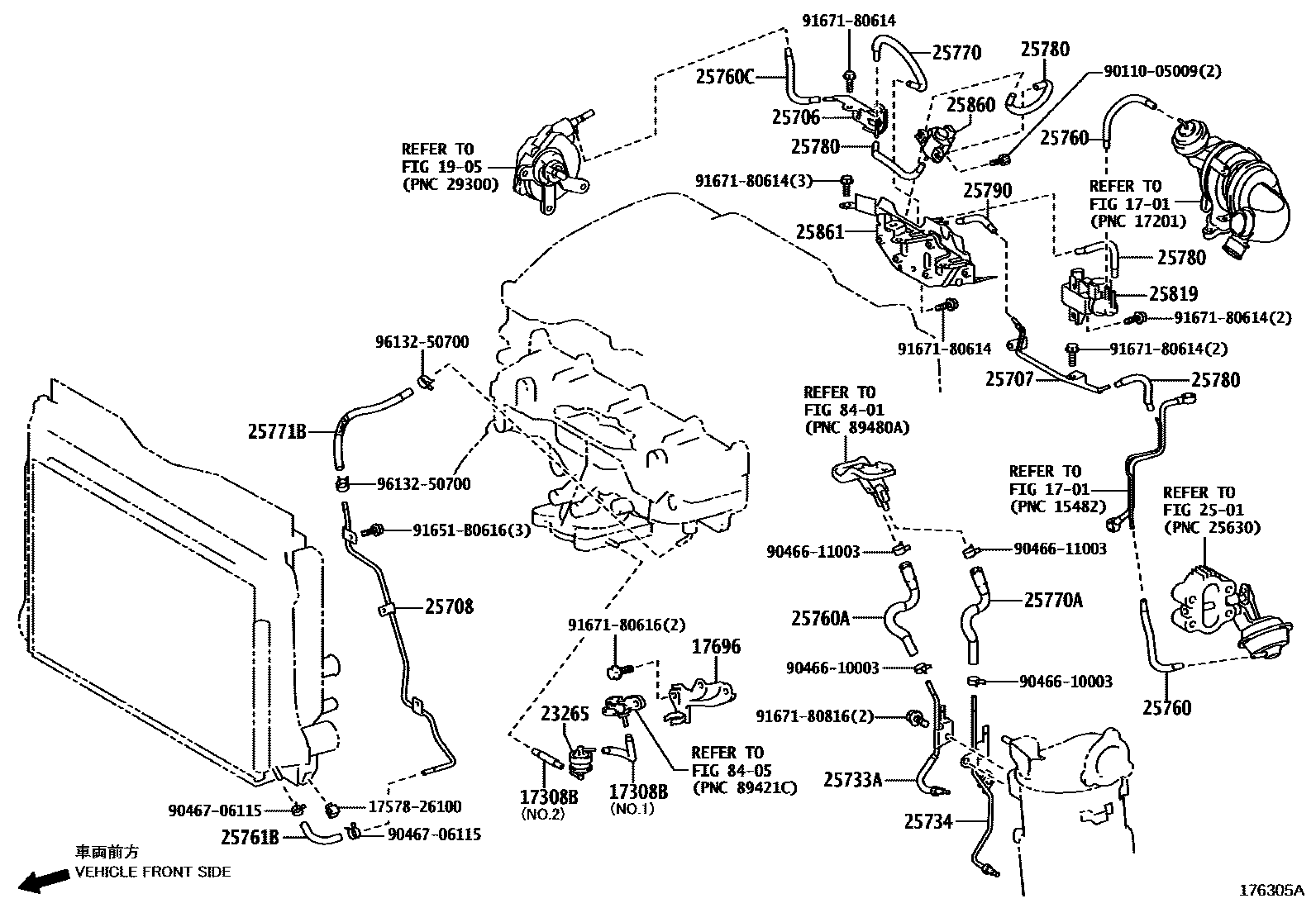 Toyota COROLLA vacuum tube EPC diagram — 176305A