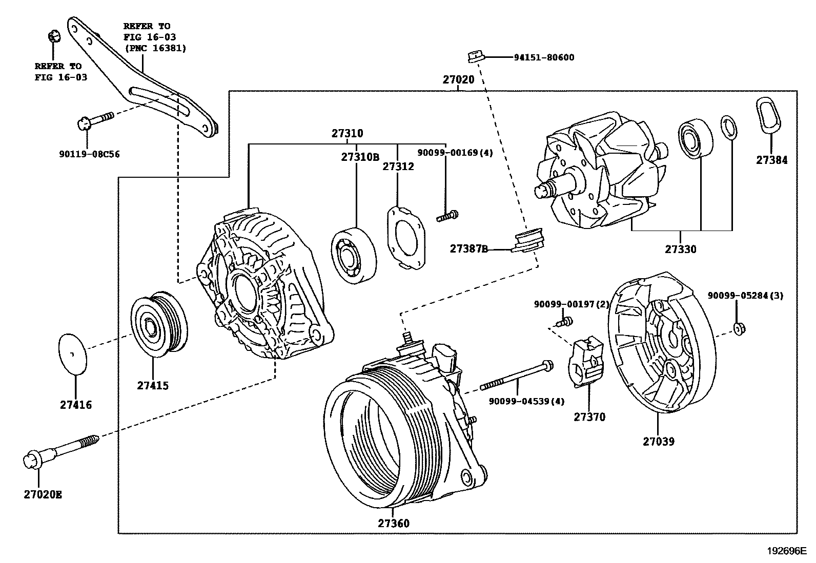 Toyota COROLLA Alternator EPC diagram — 192696E