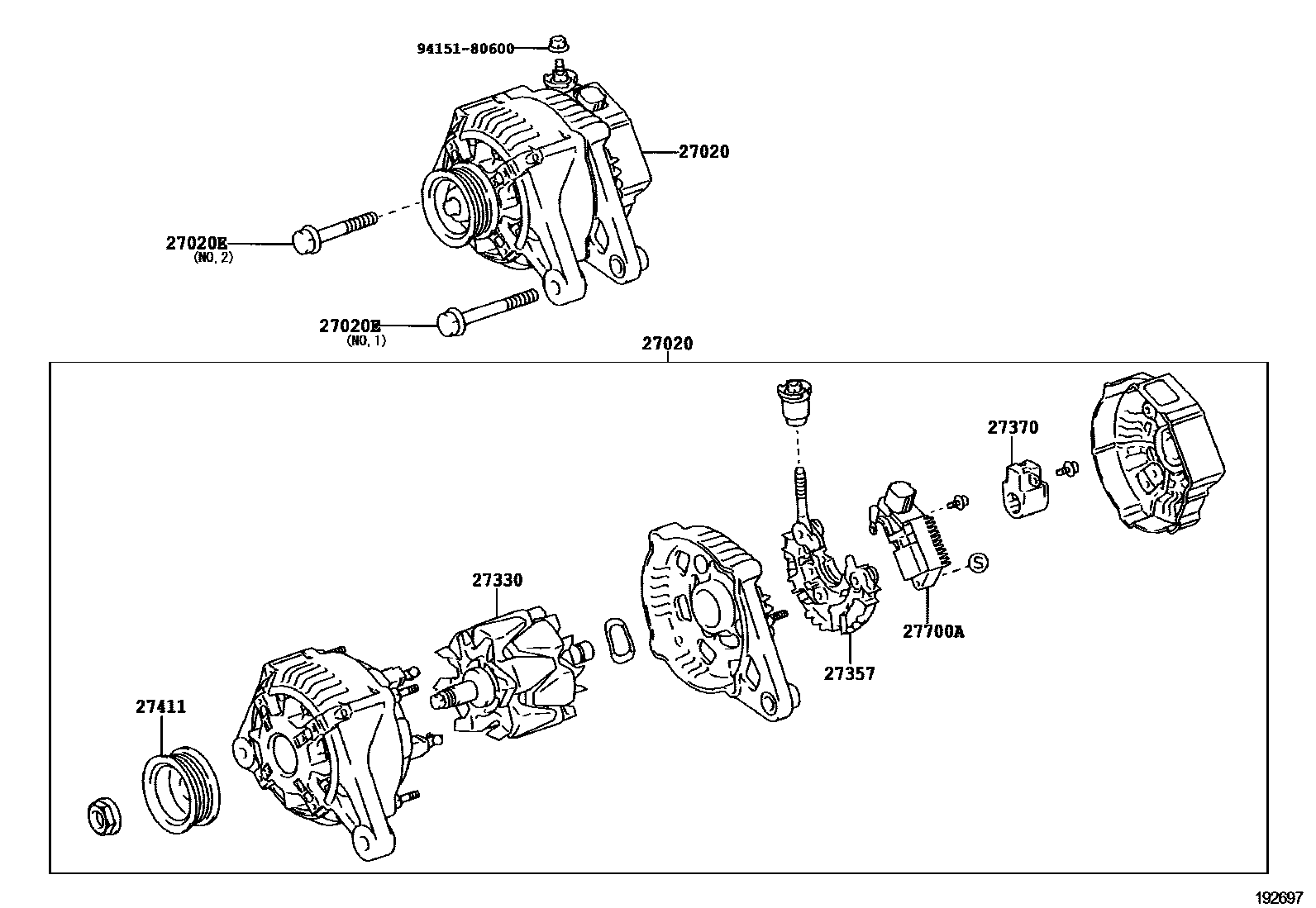 Toyota COROLLA Alternator EPC diagram — 192697